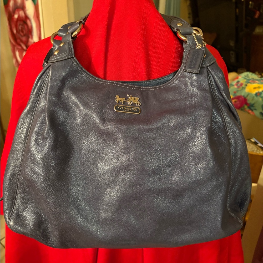 Coach Madison Mia Maggie Blue Leather Shoulder Bag 14313